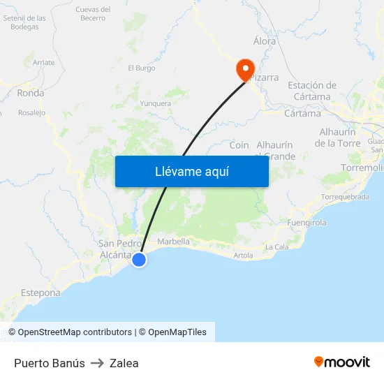 Puerto Banús to Zalea map
