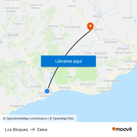 Los Bloques to Zalea map