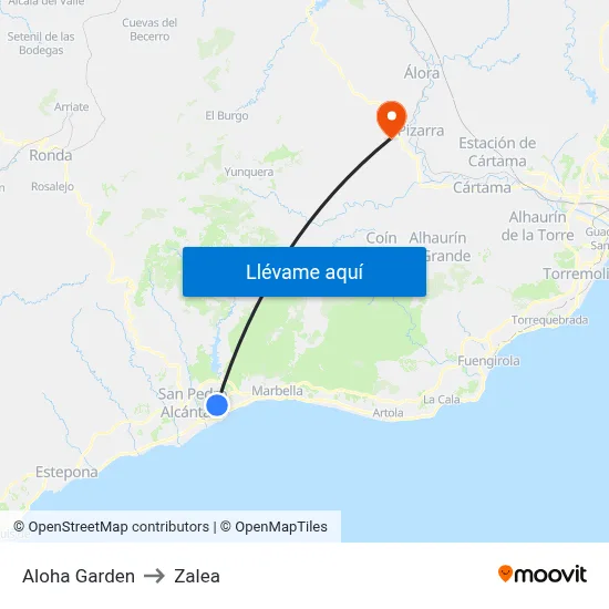 Aloha Garden to Zalea map