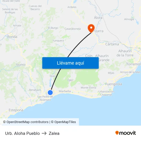 Urb. Aloha Pueblo to Zalea map