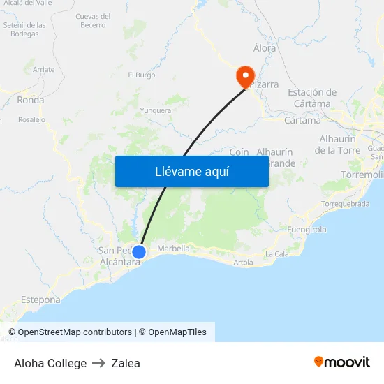 Aloha College to Zalea map