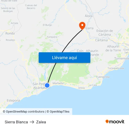 Sierra Blanca to Zalea map