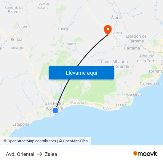 Avenida Oriental to Zalea map