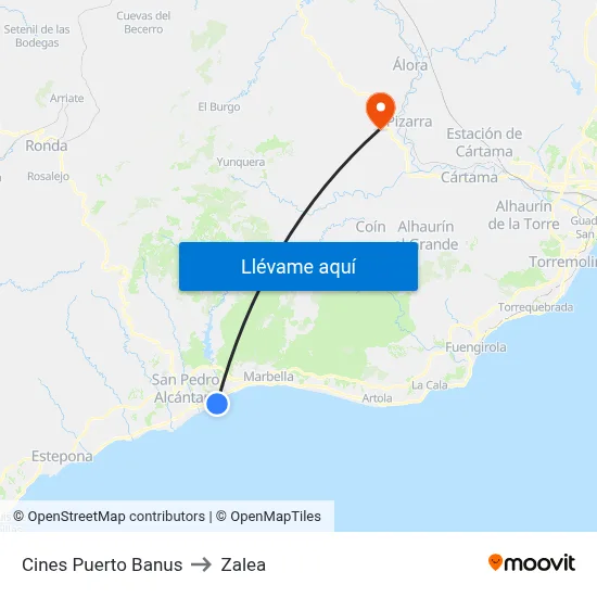 Cines Puerto Banus to Zalea map