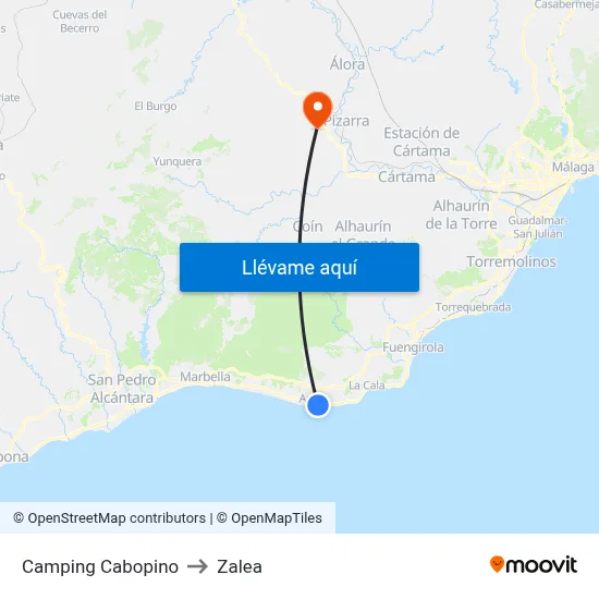 Camping Cabopino to Zalea map