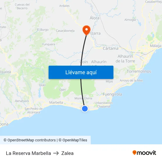 La Reserva Marbella to Zalea map