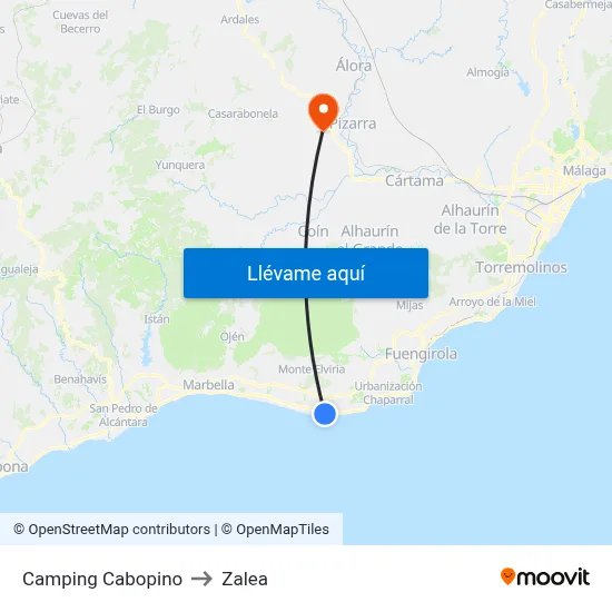 Camping Cabopino to Zalea map