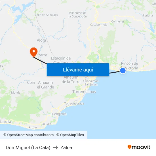 Don Miguel (La Cala) to Zalea map