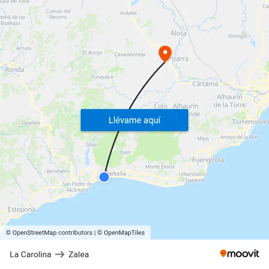 La Carolina to Zalea map