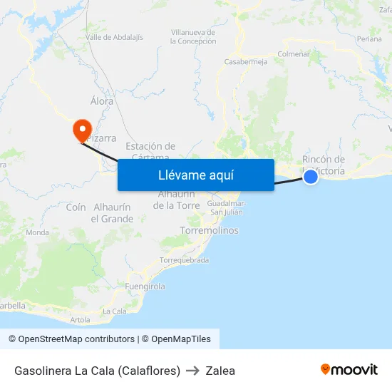 Gasolinera La Cala (Calaflores) to Zalea map