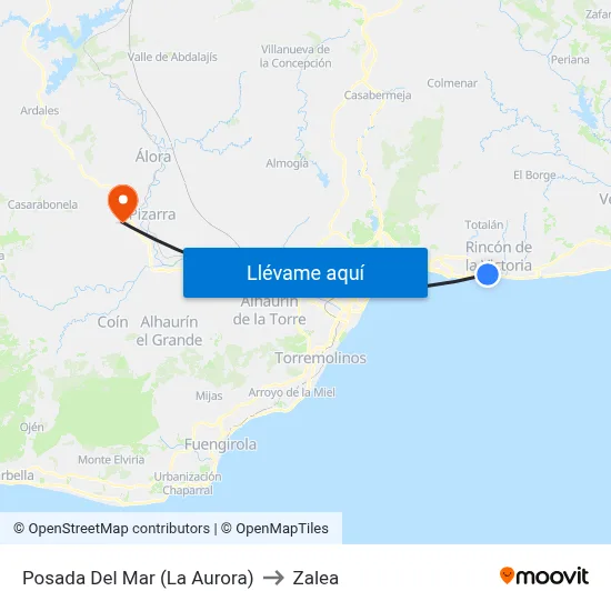 Posada Del Mar (La Aurora) to Zalea map