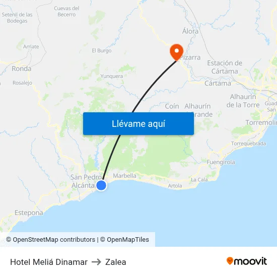 Hotel Meliá Dinamar to Zalea map