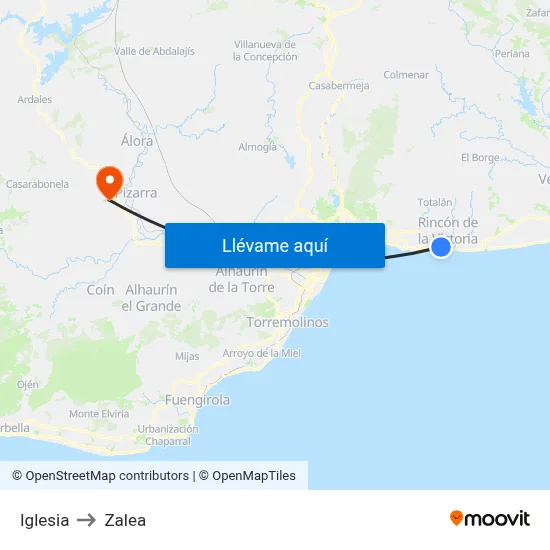 Iglesia to Zalea map