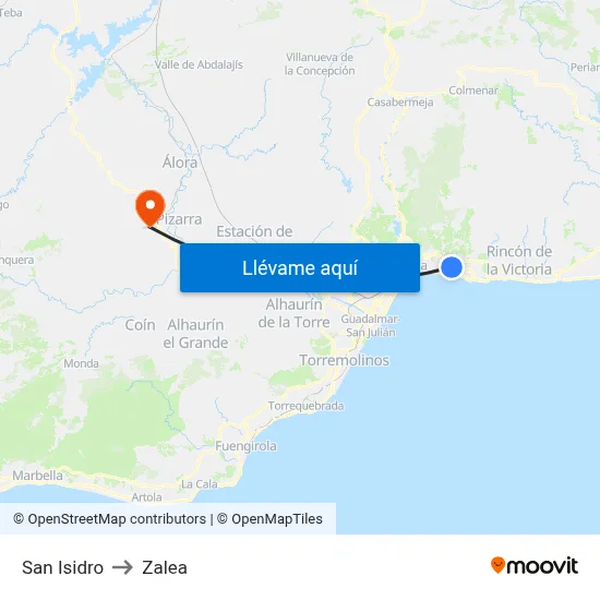 San Isidro to Zalea map
