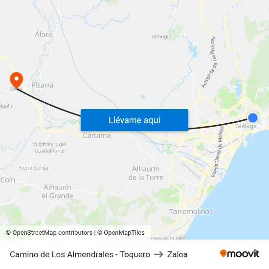 Camino de Los Almendrales - Toquero to Zalea map