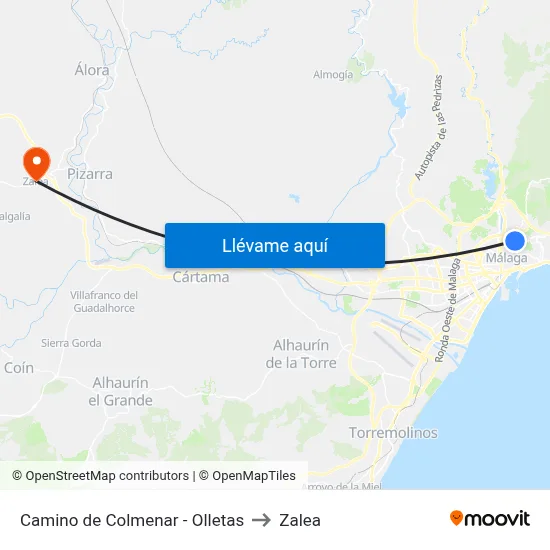 Camino de Colmenar - Olletas to Zalea map