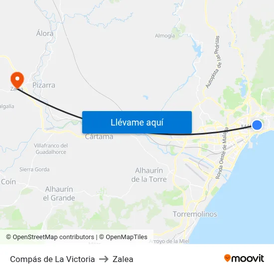 Compás de La Victoria to Zalea map