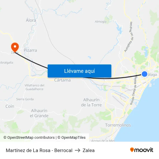 Martínez de La Rosa - Berrocal to Zalea map