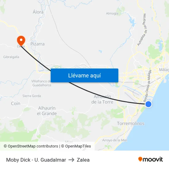 Moby Dick - U. Guadalmar to Zalea map