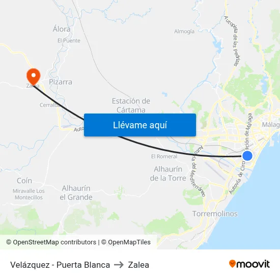 Velázquez - Puerta Blanca to Zalea map