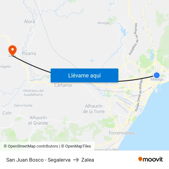 San Juan Bosco - Segalerva to Zalea map