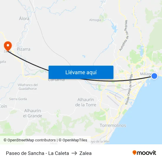 Paseo de Sancha - La Caleta to Zalea map