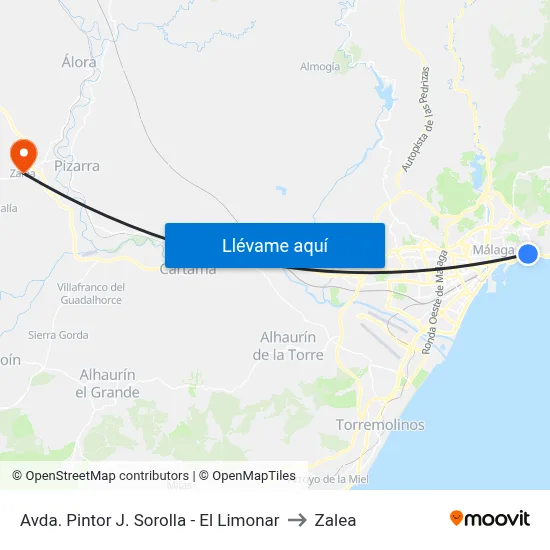 Avda. Pintor J. Sorolla - El Limonar to Zalea map