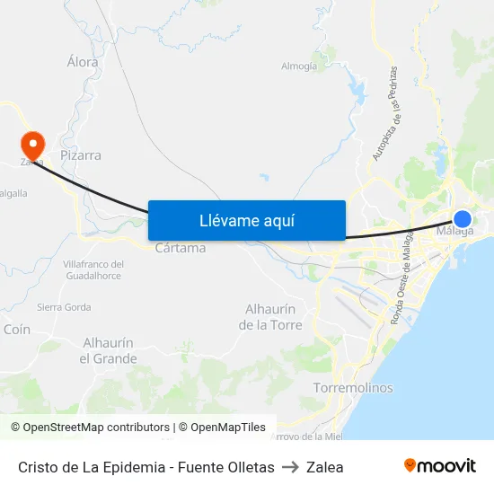 Cristo de La Epidemia - Fuente Olletas to Zalea map