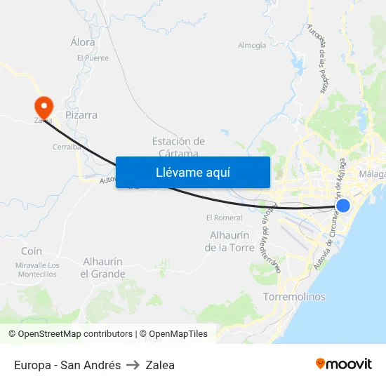 Europa - San Andrés to Zalea map