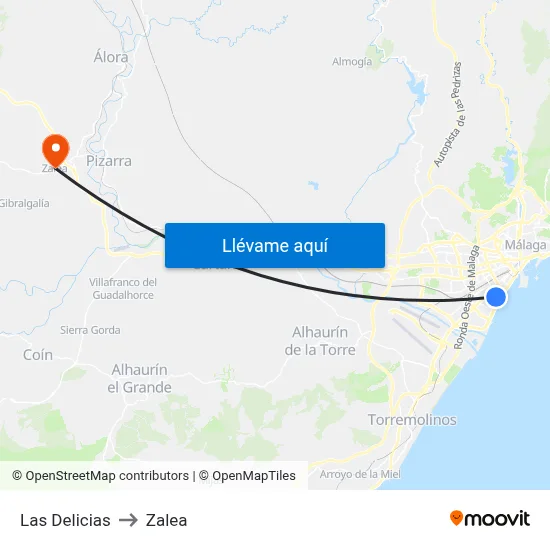 Las Delicias to Zalea map