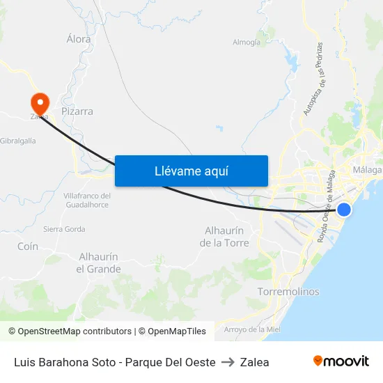 Luis Barahona Soto - Parque Del Oeste to Zalea map