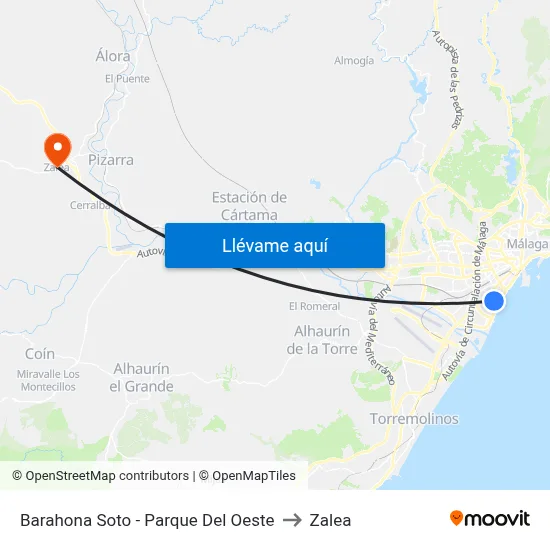 Barahona Soto - Parque Del Oeste to Zalea map