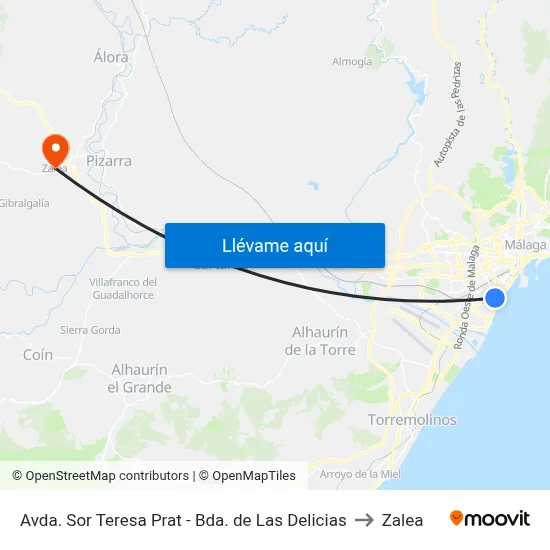 Avda. Sor Teresa Prat - Bda. de Las Delicias to Zalea map