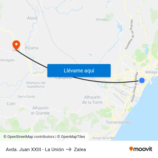 Avda. Juan XXIII - La Unión to Zalea map