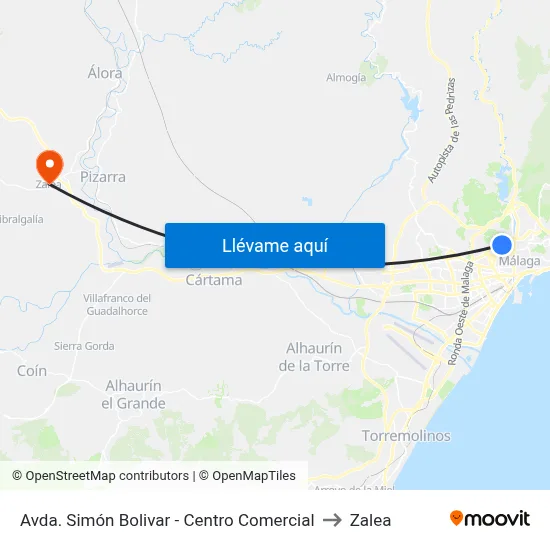 Avda. Simón Bolivar - Centro Comercial to Zalea map