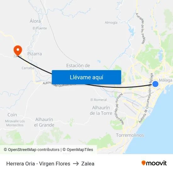 Herrera Oria - Virgen Flores to Zalea map