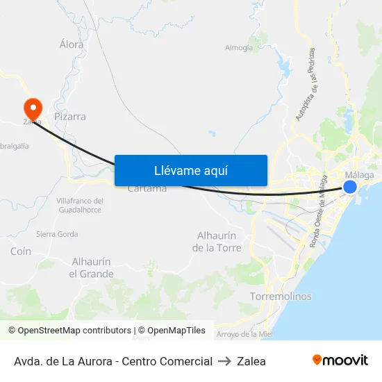 Avda. de La Aurora - Centro Comercial to Zalea map