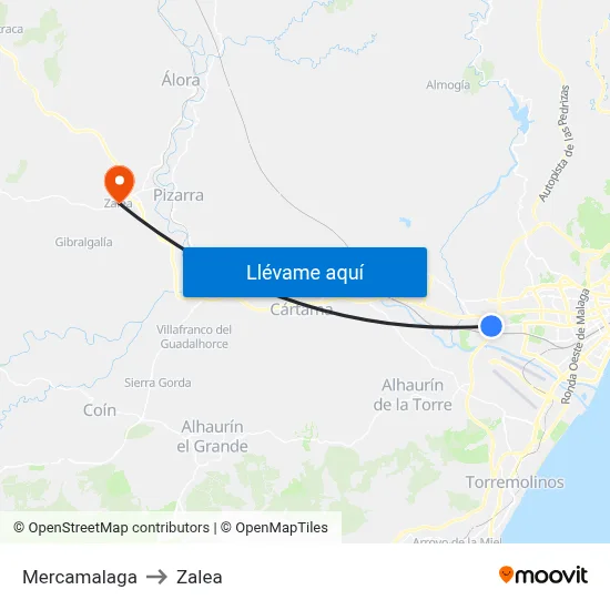 Mercamalaga to Zalea map