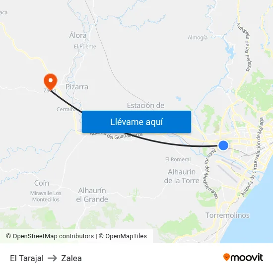 El Tarajal to Zalea map