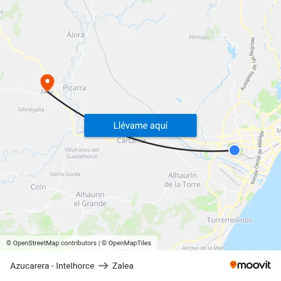 Azucarera - Intelhorce to Zalea map