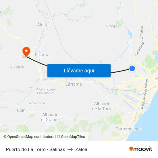 Puerto de La Torre - Salinas to Zalea map
