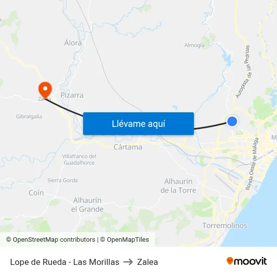 Lope de Rueda - Las Morillas to Zalea map