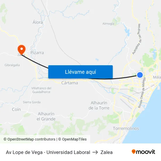 Av Lope de Vega - Universidad Laboral to Zalea map