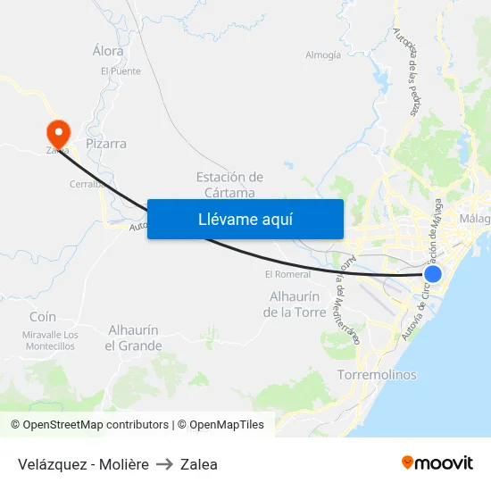 Velázquez - Molière to Zalea map