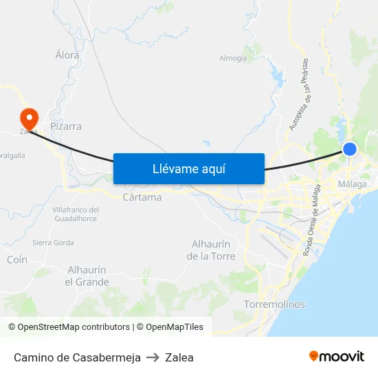 Camino de Casabermeja to Zalea map