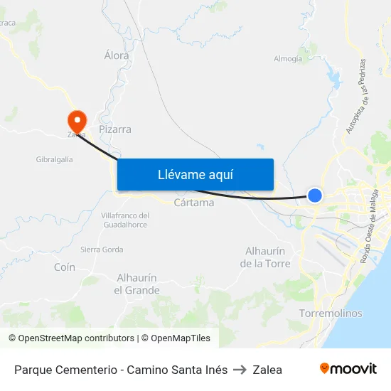 Parque Cementerio - Camino Santa Inés to Zalea map