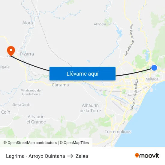 Lagrima - Arroyo Quintana to Zalea map