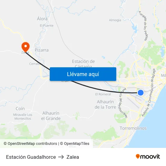 Estación Guadalhorce to Zalea map