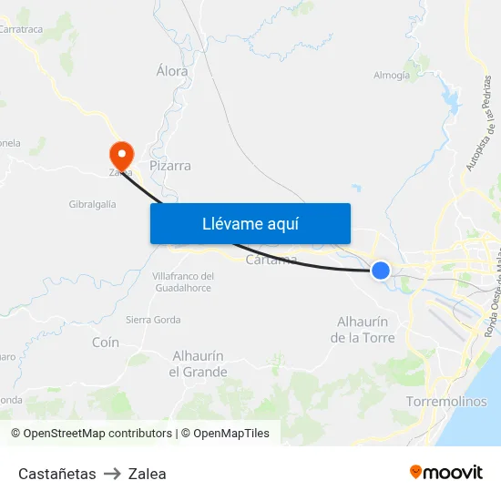 Castañetas to Zalea map