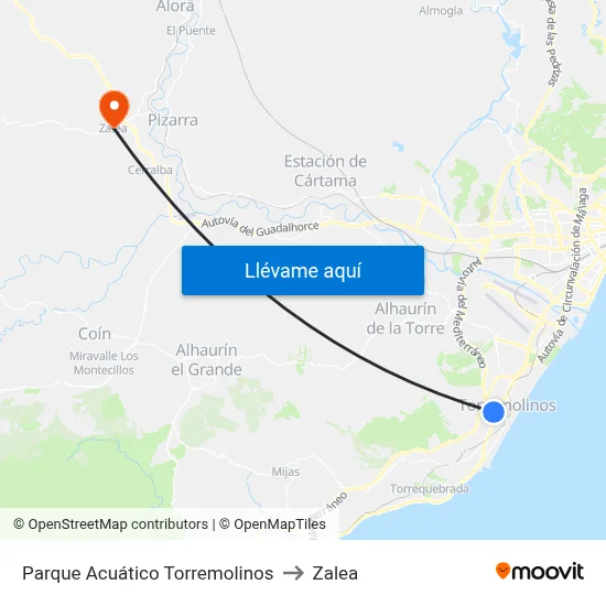 Parque Acuático Torremolinos to Zalea map